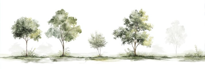 Airy and Delicate Watercolor Trees for Early Summer Vibes