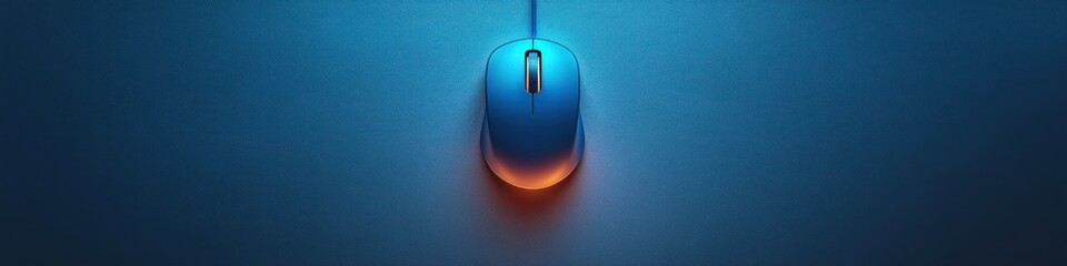 blue computer mouse with cord forming learn english text minimalist digital art