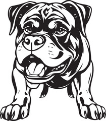 Rottweiler, rottie Peeking Dog,black vector silhouette illustration on white background