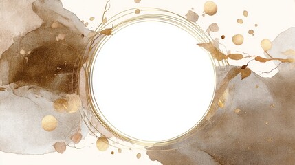 Elegant Golden Tone Watercolor Decorative Border for Creative Use