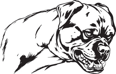 Rottweiler, rottie Peeking Dog,black vector silhouette illustration on white background