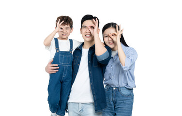 Obraz premium portrait of an asian family posing on a white background