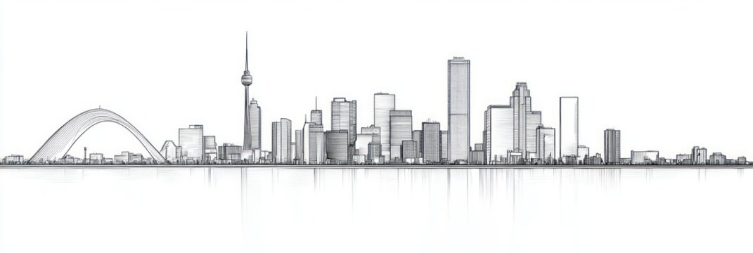 Minimalist Dallas Skyline Line Art Black and White Elegant City Silhouette