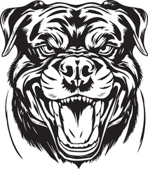 Rottweiler, rottie Peeking Dog,black vector silhouette illustration on white background