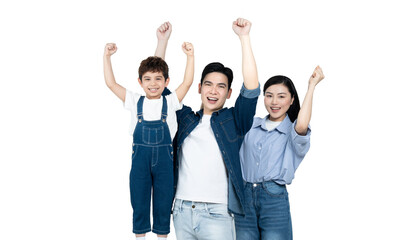 Obraz premium portrait of an asian family posing on a white background