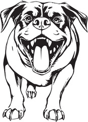 Rottweiler, rottie Peeking Dog,black vector silhouette illustration on white background