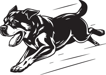 Rottweiler, rottie Peeking Dog,black vector silhouette illustration on white background