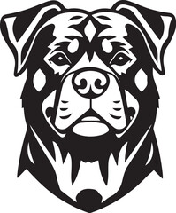 Rottweiler, rottie Peeking Dog,black vector silhouette illustration on white background