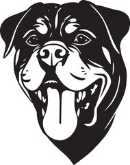 Rottweiler, rottie Peeking Dog,black vector silhouette illustration on white background