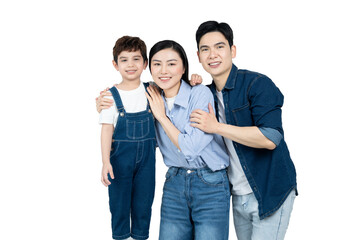 Fototapeta premium portrait of an asian family posing on a white background