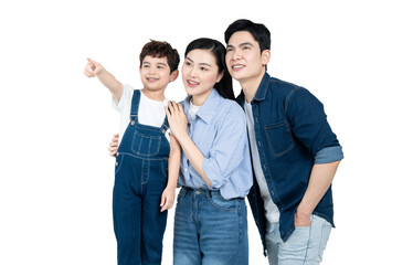 Fototapeta premium portrait of an asian family posing on a white background