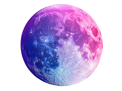 Celestial Sphere: A Vibrant, Colorized Moon Image