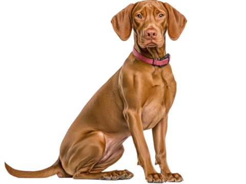 Stunning Vizsla Dog Portrait: A Majestic Brown Hungarian Pointer Sitting Elegantly