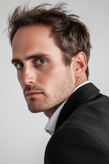 Obraz premium Close-up of a smiling business man, a handsome business tough guy