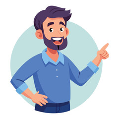 Happy man pointing into a blank copy space spot with two hands