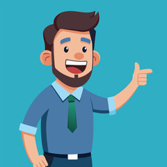 Happy man pointing into a blank copy space spot with two hands