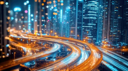Naklejka premium City highway at night (1)