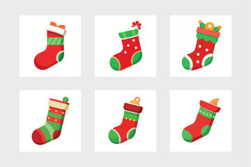  Christmas sock vector art illustration.
