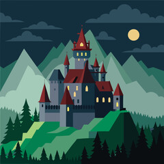 medieval transylvanian castle with gothic architecture vector ittustratien