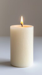 Lit Ivory Candle Flame, Home Decor Accent, Cozy Interior Design Element