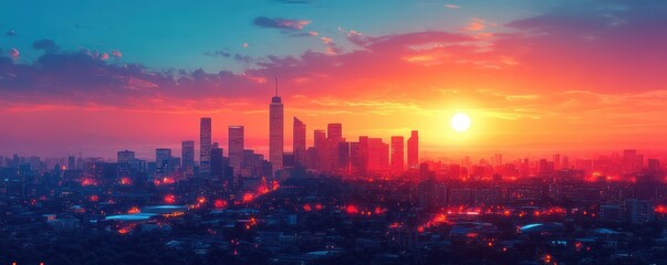 Naklejka premium Minimalist Johannesburg City Skyline with Transparent Layers and Gradient Lighting in Soft Pastel Colors