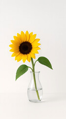 Single Sunflower in a Clear Glass Vase