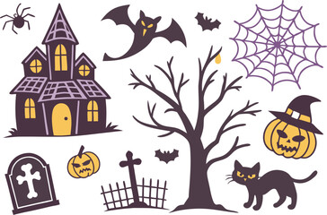 Spooky Halloween Clipart Collection for Digital Designs. Halloween Clipart Pack with Ghosts Witches and Pumpkins. Hand Drawn Halloween Clipart for Crafts and Stickers. Creepy Halloween Clipart Bundle