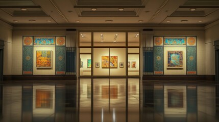 Serene Evening at the Museum: An Art Gallery's Tranquil Beauty