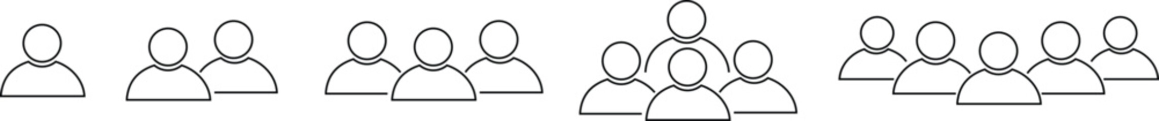 People group icon set. Team user profile symbol. Group sign vector collection isolated on transparent background. Partnership avatar teamwork persons element for social media, web and app.