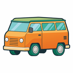 yellow van isolated on white