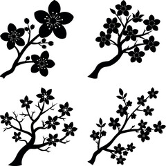 cherry-blossom-vector-silhouette illustration