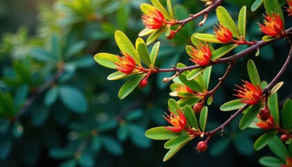 Aromatic eucalyptus populus branches and leaves, overhead view , essential oil, populus