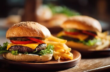 Juicy Cheeseburger with Crispy Fries: A Delicious Fast Food Meal