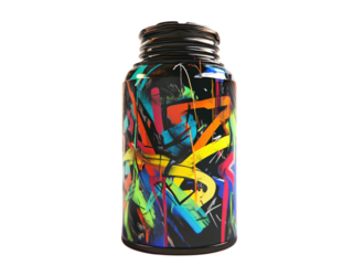 Vibrant Graffiti Art Jar: A Colorful Explosion of Urban Style and Creativity