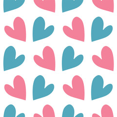 Seamless pattern of hearts in cartoon style 8. Valentines illustration