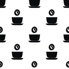 Seamless pattern with vector black cup of coffee. Can be used for making wallpaper, fabrics and other types of products