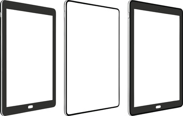 Modern Tablet Design Trio: Minimalist, Silver, and Sleek Aesthetic Exploration