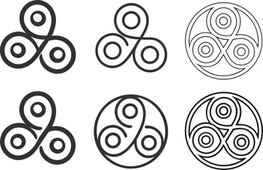 Minimalist Triskelion Design Variations for Logo & Graphic Art Exploration