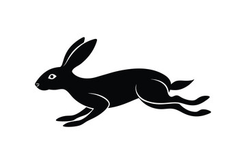 Silhouette art illustration of a rabbit in mid-run and ears trailing back.eps