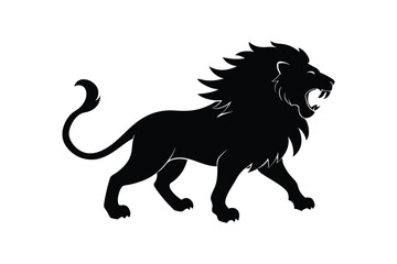 Silhouette art illustration of a roaring lion.eps