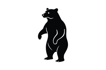 Silhouette art illustration of a standing bear on hind legs with one paw raised.eps