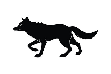 Fototapeta premium Silhouette art illustration of a wolf running in formation.eps