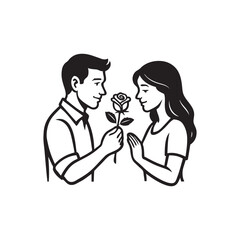 man give rose to woman