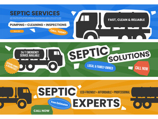 Septic services banner showcasing reliable and eco-friendly solutions for pumping, cleaning, and inspections