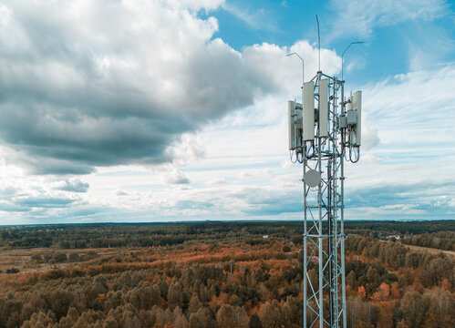 Antenna tower for telecom in rural landscape - Powered by Adobe