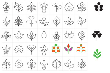 set of vector floral elements and Leaf New Leaf and Plant vector with green plant vector icon set nature leaf eco tree forest flora herb garden growth organic root bush flower grass fresh ecology