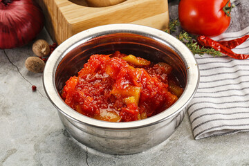 Homemade Lecho with tomato and paprika