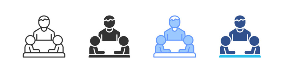 Meeting Multi Style Icon Set Vector 