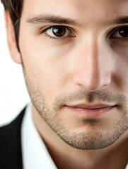 Obraz premium Close-up of a business man smiling, a handsome business tough guy