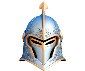 Intricate Illustration of a Classic Knight's Helmet with Elaborate Engravings and Polished Metallic Texture, Resembling a Medieval Artifact and Royal Armor Heritage
